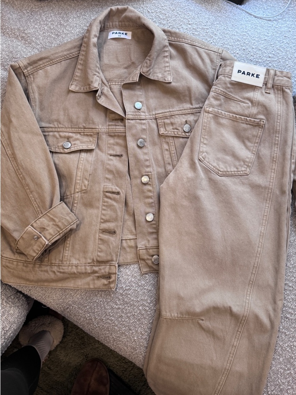 Parke Women's Tan Jean Jacket - Classic Denim Trucker